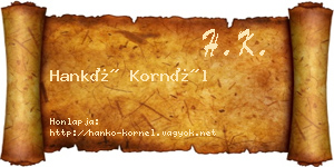 Hankó Kornél névjegykártya